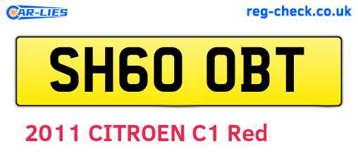 SH60OBT are the vehicle registration plates.