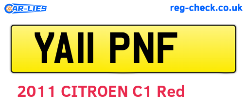 YA11PNF are the vehicle registration plates.