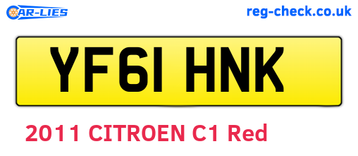 YF61HNK are the vehicle registration plates.