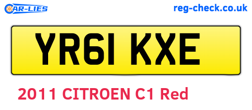 YR61KXE are the vehicle registration plates.