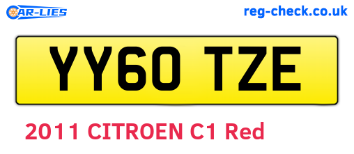 YY60TZE are the vehicle registration plates.