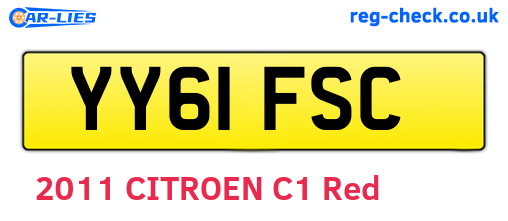 YY61FSC are the vehicle registration plates.