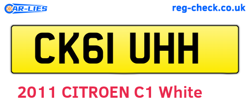 CK61UHH are the vehicle registration plates.