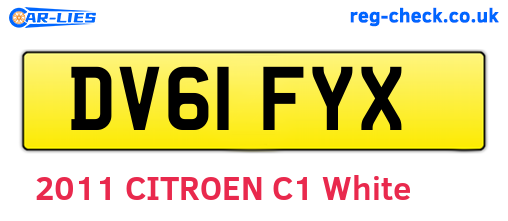 DV61FYX are the vehicle registration plates.