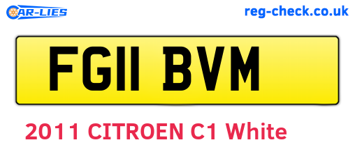 FG11BVM are the vehicle registration plates.