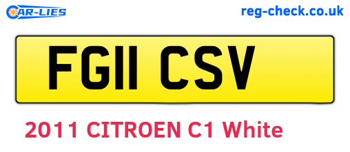 FG11CSV are the vehicle registration plates.