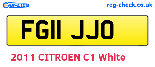 FG11JJO are the vehicle registration plates.