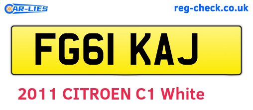 FG61KAJ are the vehicle registration plates.