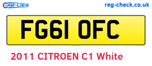 FG61OFC are the vehicle registration plates.