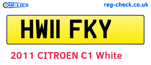 HW11FKY are the vehicle registration plates.