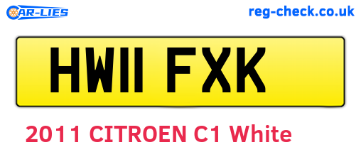 HW11FXK are the vehicle registration plates.