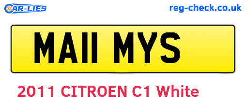 MA11MYS are the vehicle registration plates.