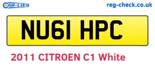 NU61HPC are the vehicle registration plates.
