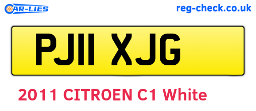 PJ11XJG are the vehicle registration plates.