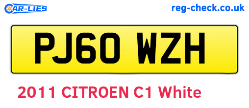 PJ60WZH are the vehicle registration plates.
