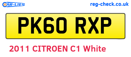 PK60RXP are the vehicle registration plates.