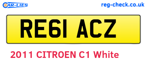 RE61ACZ are the vehicle registration plates.
