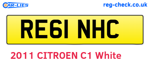 RE61NHC are the vehicle registration plates.