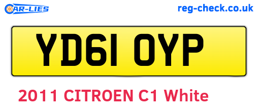 YD61OYP are the vehicle registration plates.