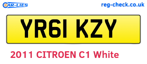 YR61KZY are the vehicle registration plates.