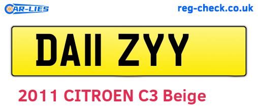 DA11ZYY are the vehicle registration plates.