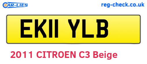 EK11YLB are the vehicle registration plates.