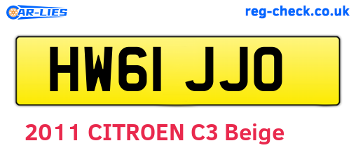 HW61JJO are the vehicle registration plates.