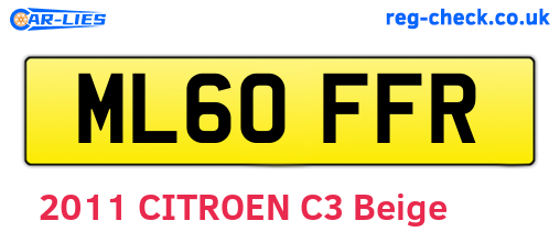ML60FFR are the vehicle registration plates.