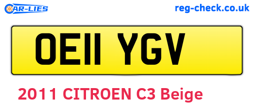 OE11YGV are the vehicle registration plates.