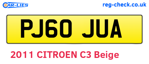PJ60JUA are the vehicle registration plates.