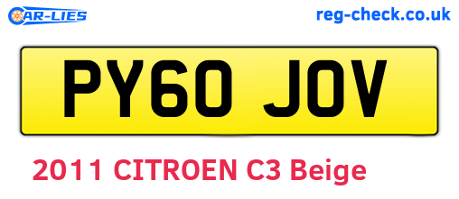 PY60JOV are the vehicle registration plates.