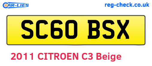 SC60BSX are the vehicle registration plates.