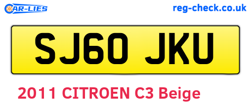 SJ60JKU are the vehicle registration plates.