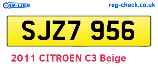 SJZ7956 are the vehicle registration plates.
