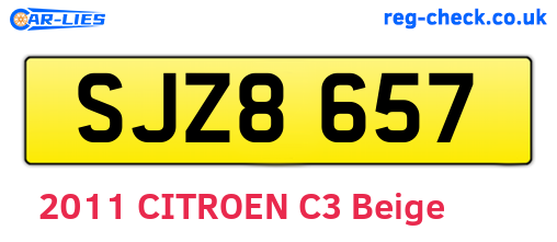 SJZ8657 are the vehicle registration plates.