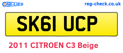 SK61UCP are the vehicle registration plates.