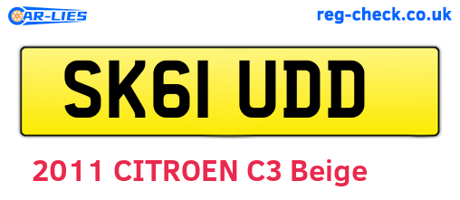 SK61UDD are the vehicle registration plates.
