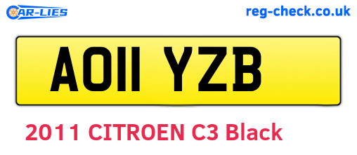 AO11YZB are the vehicle registration plates.