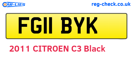 FG11BYK are the vehicle registration plates.
