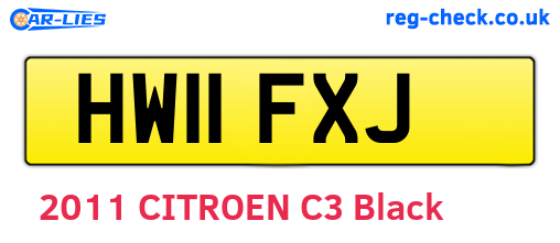 HW11FXJ are the vehicle registration plates.