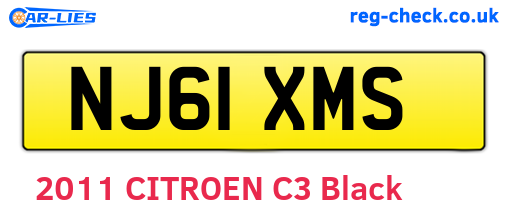NJ61XMS are the vehicle registration plates.
