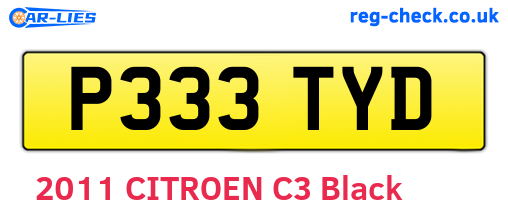 P333TYD are the vehicle registration plates.