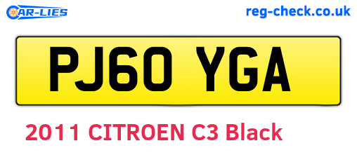 PJ60YGA are the vehicle registration plates.