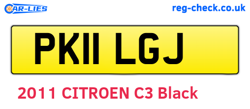 PK11LGJ are the vehicle registration plates.