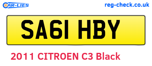 SA61HBY are the vehicle registration plates.