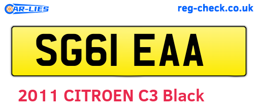 SG61EAA are the vehicle registration plates.