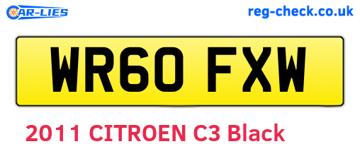 WR60FXW are the vehicle registration plates.