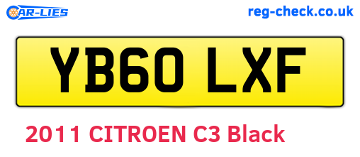YB60LXF are the vehicle registration plates.