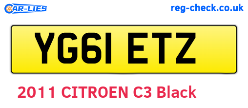 YG61ETZ are the vehicle registration plates.