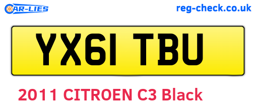 YX61TBU are the vehicle registration plates.